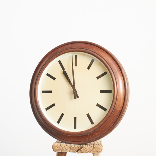Large Antique Wooden Gents Of Leicester Station Wall Clock – E