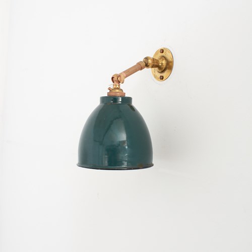 Pair Of Antique Dark Green Brass Wall Lights