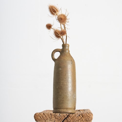 Antique Normandy Stoneware Cider Bottle- F