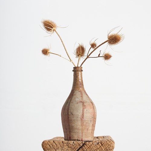 Antique Normandy Stoneware Cider Bottle- J