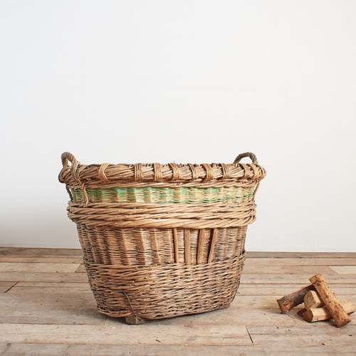 Antique French Champagne Grape Harvest Log Basket – AD