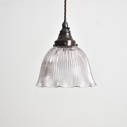 Antique Glass Holophane Pendant Light – H