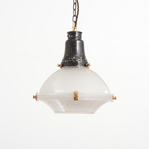 Antique Holophane 2 Part Reflector Pendant Light – C