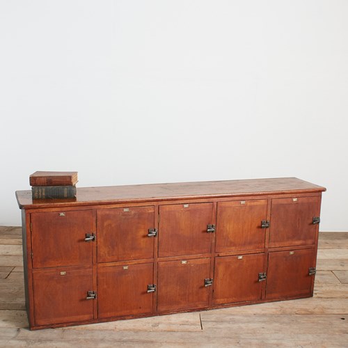 Antique Bank Of School Gym Wooden Storage Lockers – A