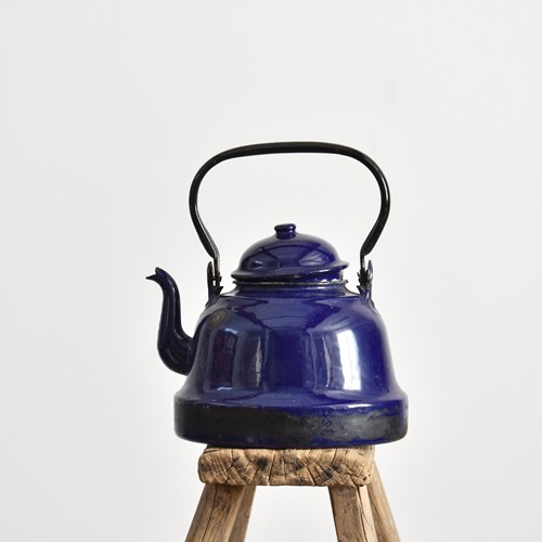 Blue Vintage Enamel Tea Pot