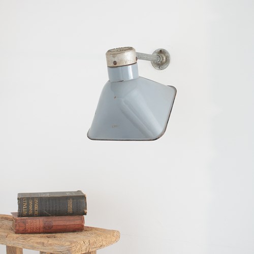 Industrial Antique Grey Enamel Factory Wall Light By Benjamin