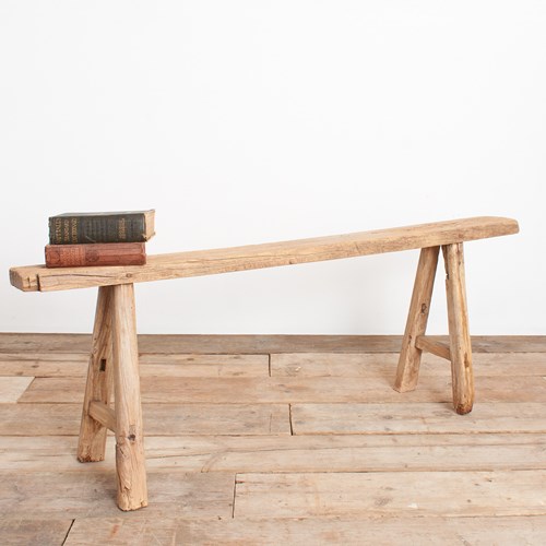 Antique Reclaimed Rustic Wooden Hallway Pig Bench -CW