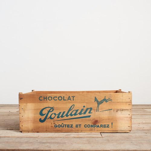 Chocolat Poulain Antique Storage Crate – Blue – B
