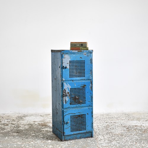 Blue Vintage Industrial Storage Cupboard