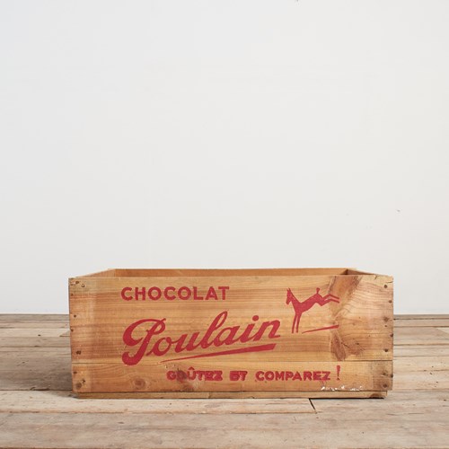 Chocolat Poulain Antique Storage Crate – Red – A