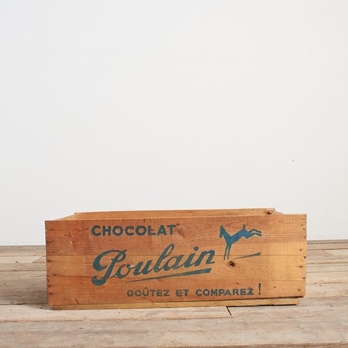 Chocolat Poulain Antique Storage Crate – Blue – A
