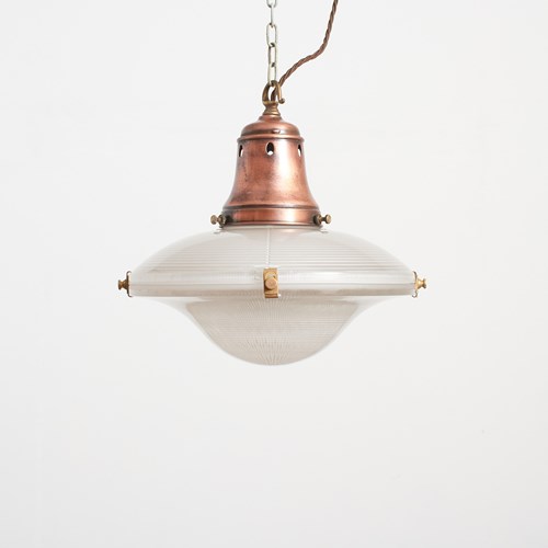 Antique Holophane Ripple-Lite Church Pendant Light -C