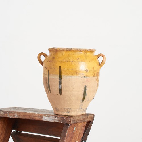 Antique French Yellow Glaze Confit Jar Pot