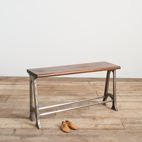 Antique School Locker Room Storage Bench – Short