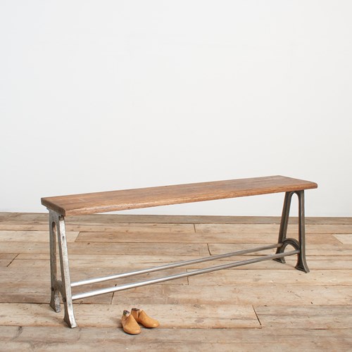 Antique School Locker Room Storage Bench – Long