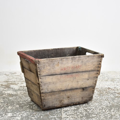 French Champagne Trug Antique Wooden Planter – M