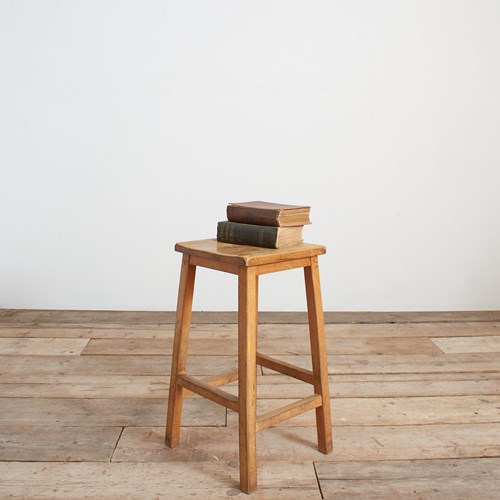 Vintage Wooden School Lab Stool