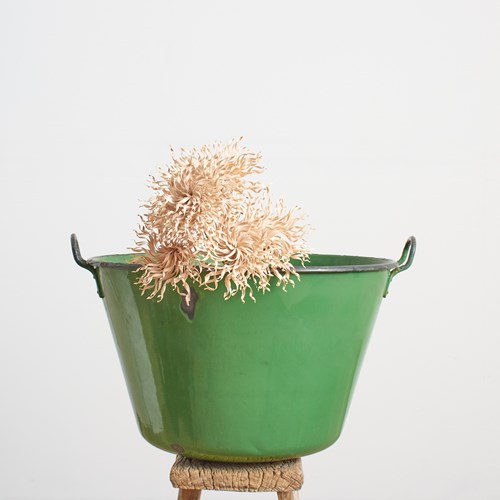 Antique Enamel Garden Planter – Green -A