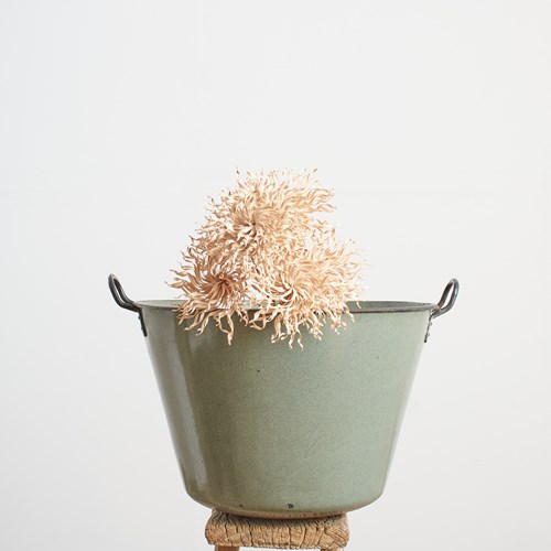 Antique Enamel Garden Planter – Pale Green -A