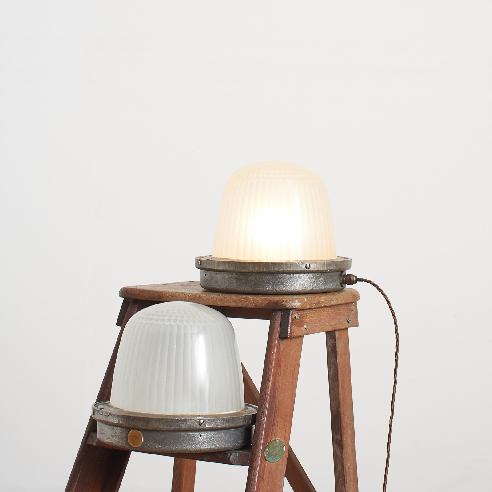 Antique French Parisian Holophane Wall Table Lamp - The Hoarde Vintage