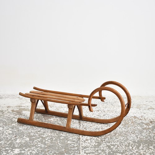 Large Bentwood Antique Wooden Sledge – F
