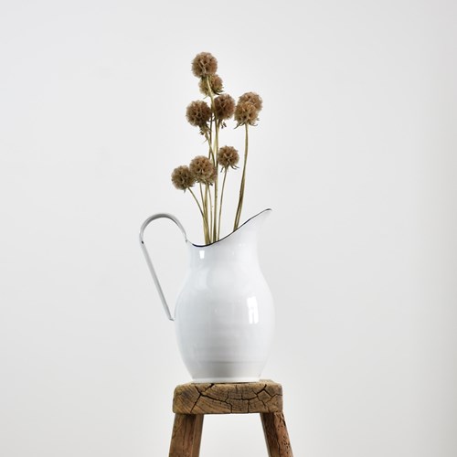 Vintage Enamel Water Pitcher Jug