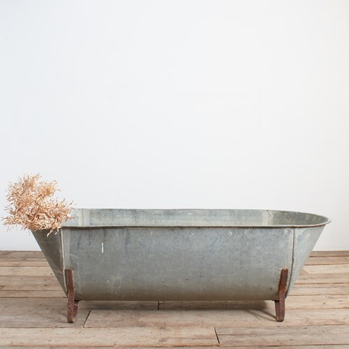 Large Vintage Galvanised Zinc Bath Trough Planter -BR