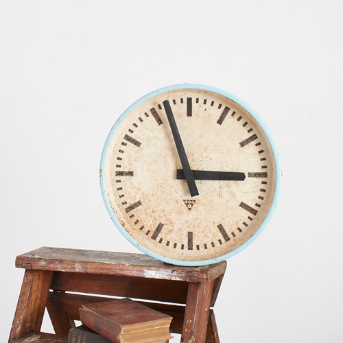 Large Industrial Vintage Round Factory Wall Clock By Pragotron – C