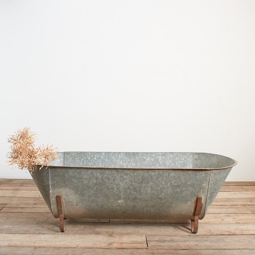 Large Vintage Galvanised Zinc Bath Trough Planter -BS