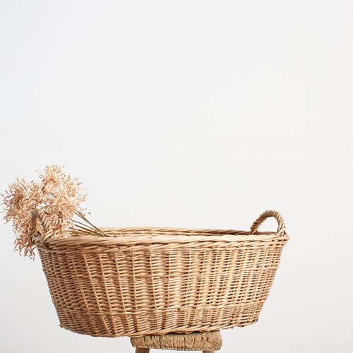Vintage Wicker Oval Laundry Basket