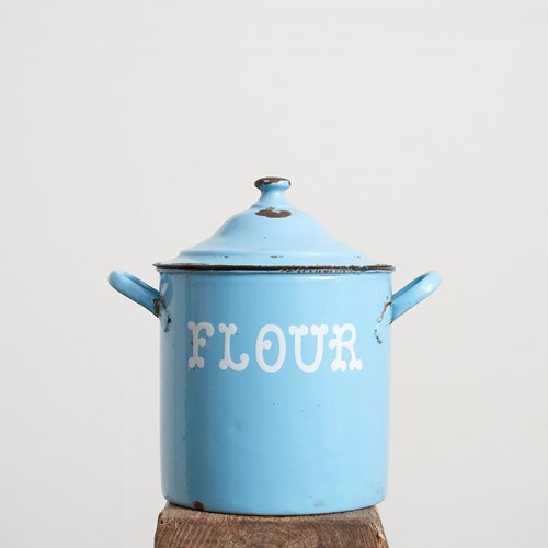 Antique Blue Enamel Flour Bin – H