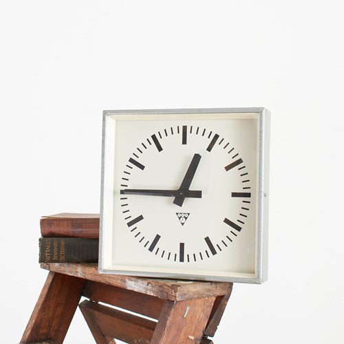 Small Industrial Vintage Square Factory Wall Clock By Pragotron – E