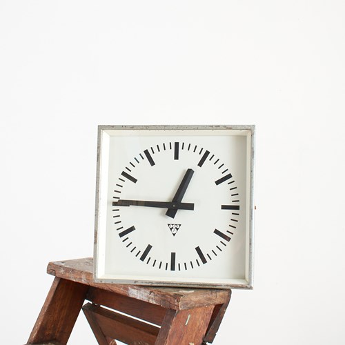Small Industrial Vintage Square Factory Wall Clock By Pragotron – F