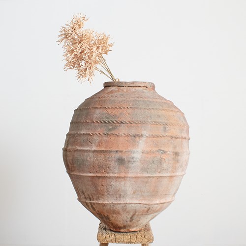 Large Reclaimed Antique Terracotta Olive Jar Urn – S