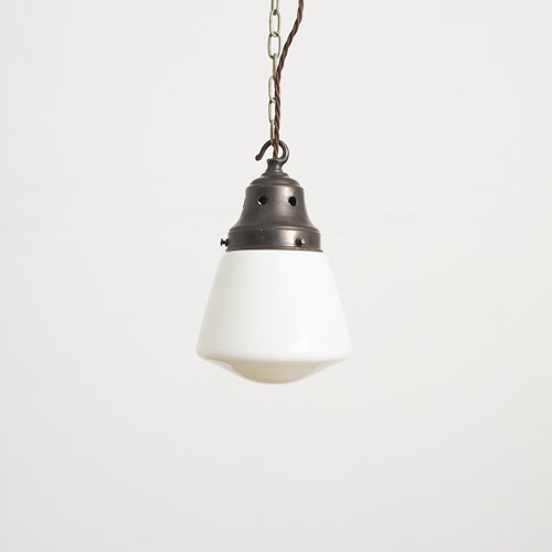 Antique Church Opaline Milk Glass Art Deco Pendant Light – A