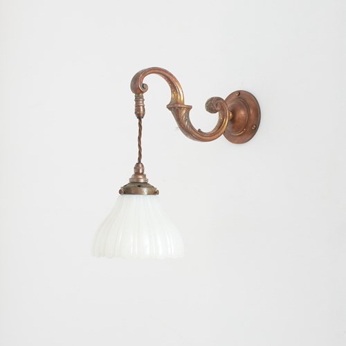 Antique Brass Jefferson Moonstone Glass Wall Light – A