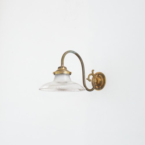 Antique Reclaimed Glass Holophane Wall Light – L