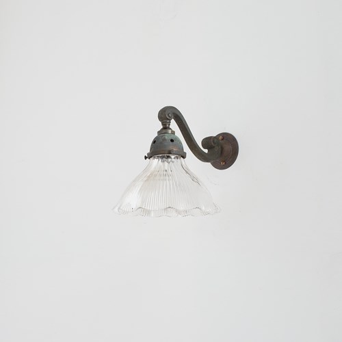 Antique Reclaimed Glass Holophane Wall Light – M