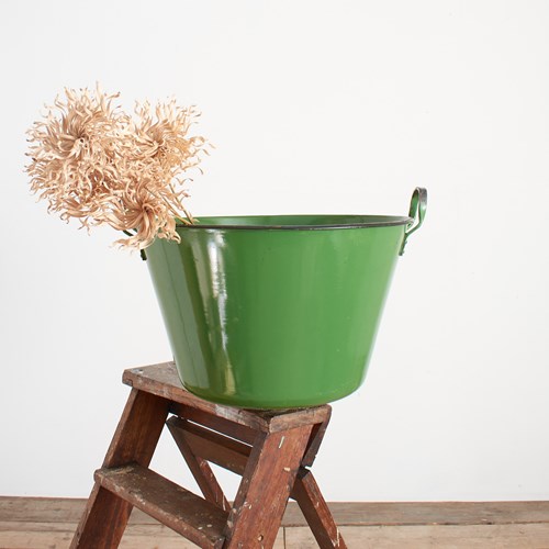 Antique Enamel Garden Planter – Green -D