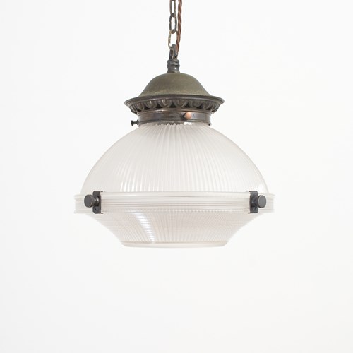 Antique Holophane Church Pendant 2 Part Reflector Light – D