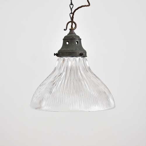 Antique Glass Holophane Pendant Light – I