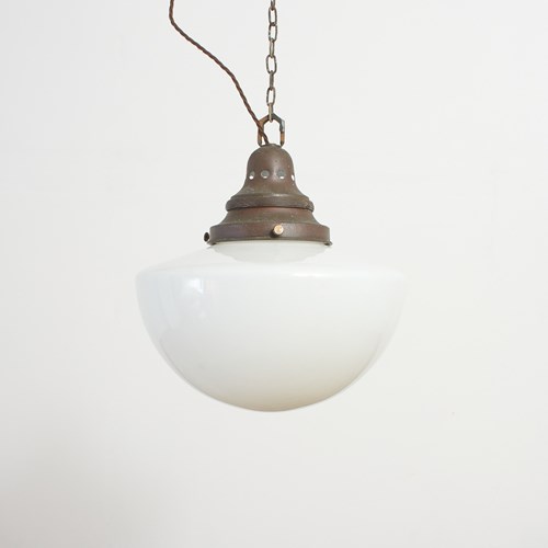 Antique Church Opaline Glass Pendant Light By Maxlume