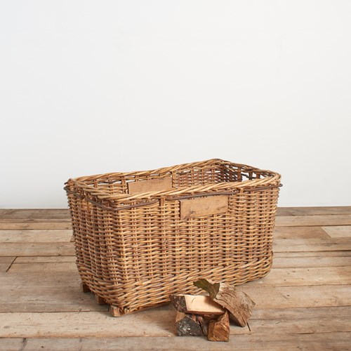 Vintage French Wicker Laundry Log Basket