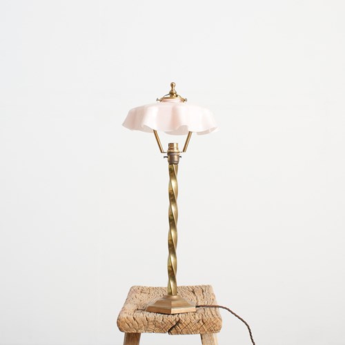 French Antique Brass Barley Twist Table Desk Lamp