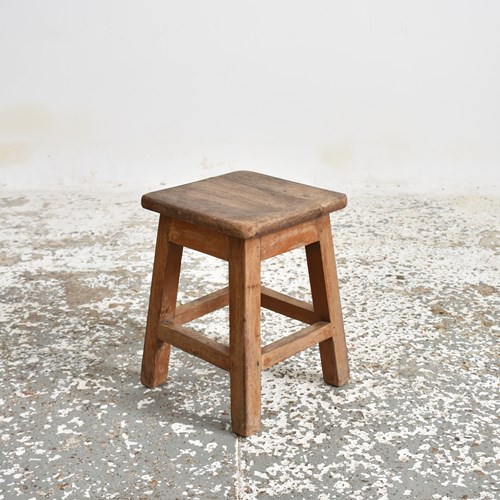 Antique Rustic Square Stool – B