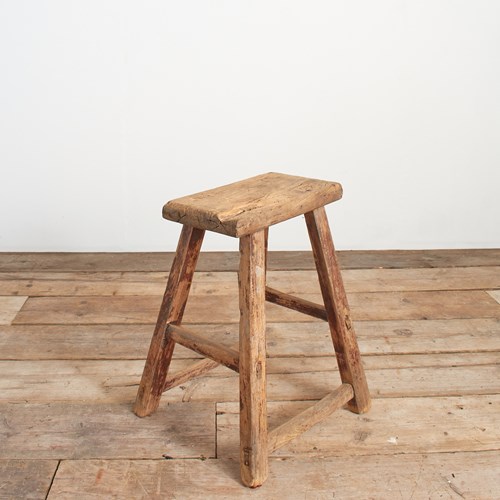 Antique Elm Rustic Wooden Stool – BZ