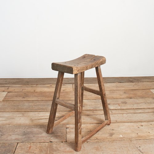 Antique Elm Rustic Wooden Stool – CD