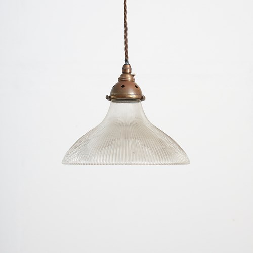 Antique Reclaimed Holophane Glass Pendant Light – Y