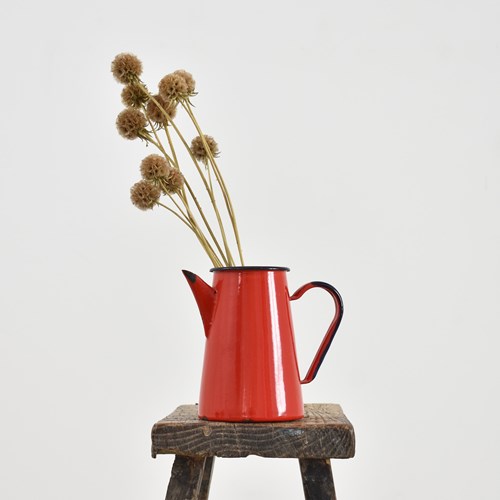 Red Vintage Enamel Milk Jug