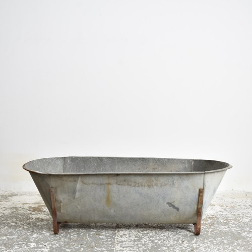 Large Vintage Galvanised Zinc Bath Trough Planter -BF